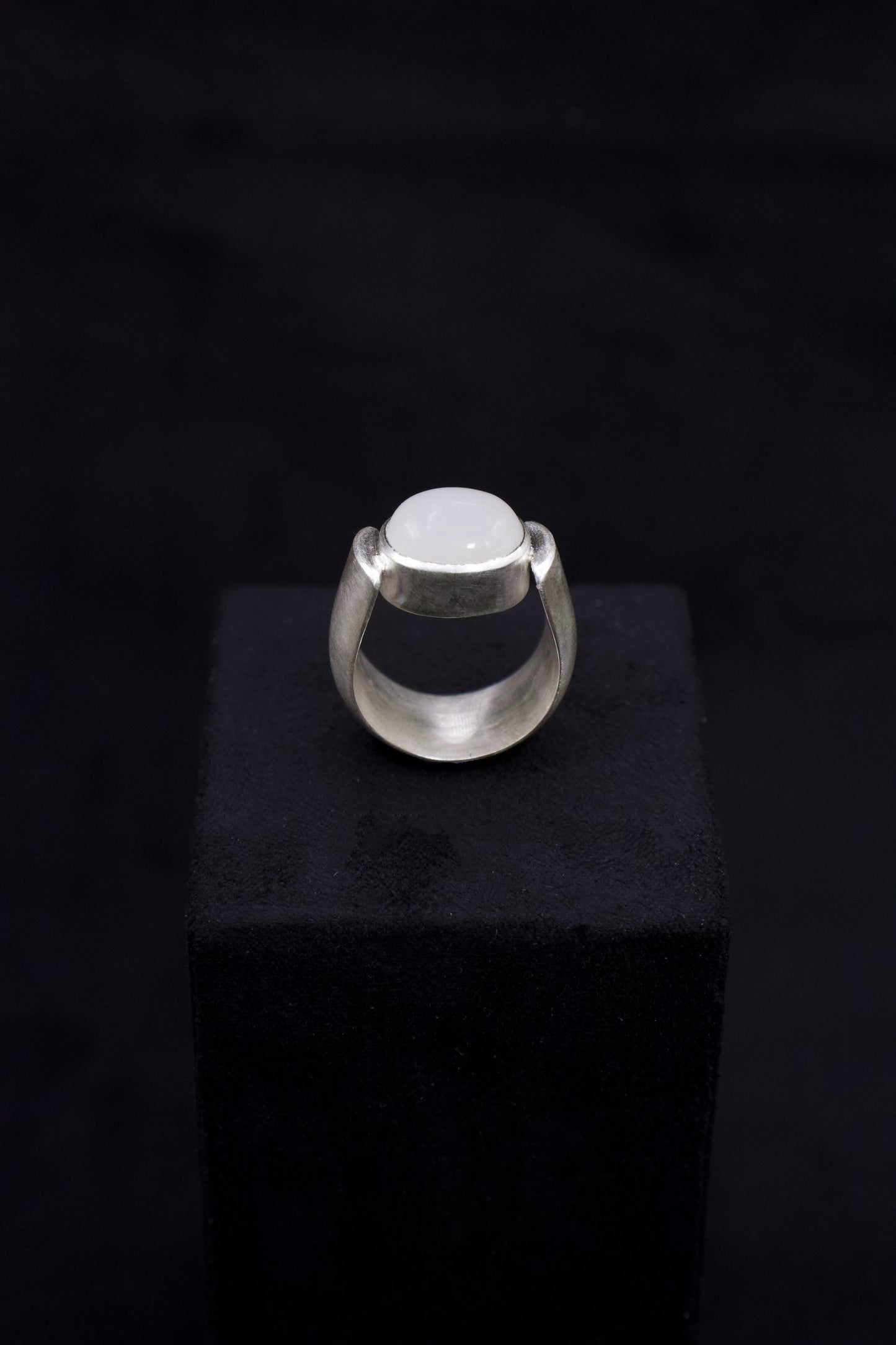 White Jade Cabochon Ring
