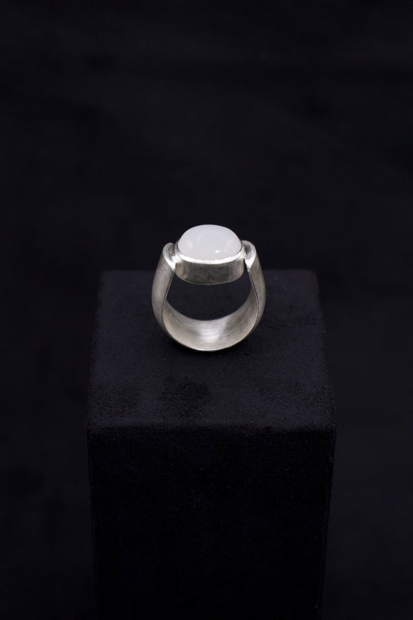 White Jade Cabochon Ring